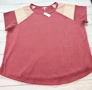 Maurices Wavy Ribbed Colorblock Raglan Sleeve Top Shirt Multicolor Size 3/3X